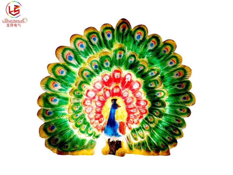開(kāi)屏孔雀玻璃鋼發(fā)光雕塑